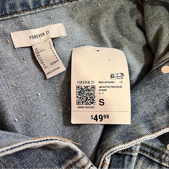 [NWT] Women Sz Sm Pearl Jean Jacket Forever 21 Premium Label - Picture 2 of 7